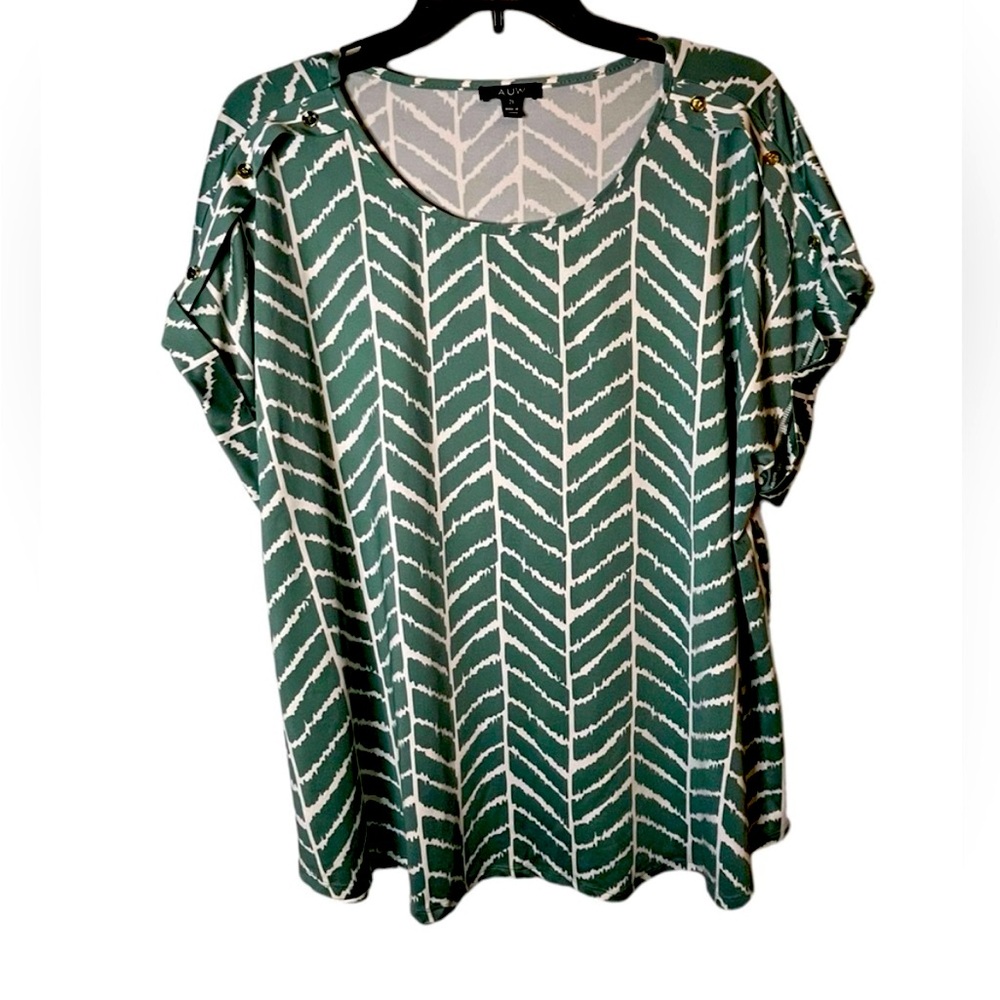Green and White Women's Top